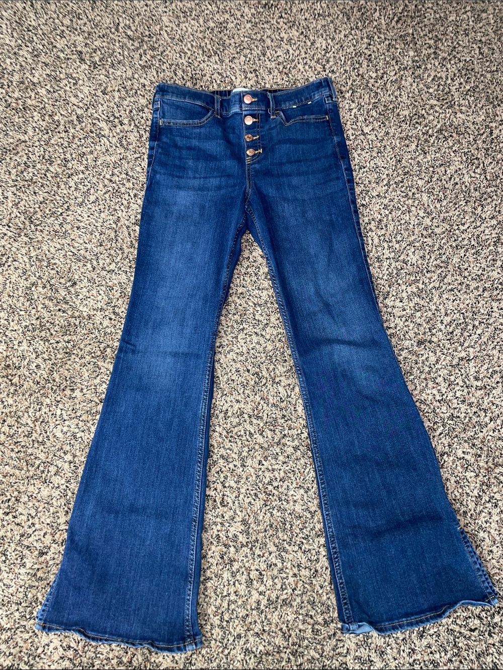 abercrombie kids Dark Blue Pull On High Rise Flare Jeans Girls 15/16 | Like New!